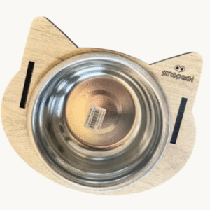 Comedero de Madera en Altura Cara de Gato